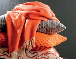 Плед 130х170 Blanc des Vosges Katmandou orange