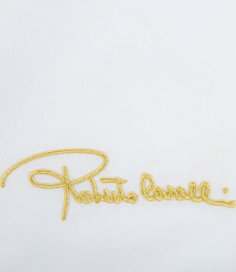 Постельное белье евро 200х200 Roberto Cavalli Gold 001 белый