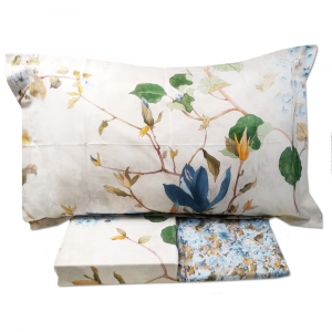 Постельное белье евро Mirabello Ikebana 04M azzurro