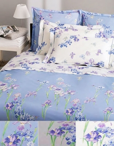 Постельное белье евро Mirabello Iris  v31 на сером фоне голубые цветы