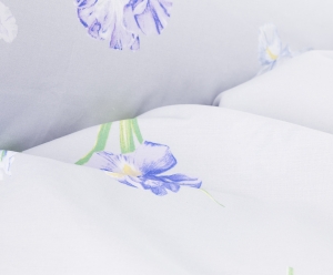 Постельное белье евро Mirabello Iris  v31 на сером фоне голубые цветы