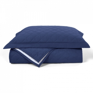 Покрывало хлопковое 240х260 Hampton deep blue (синий) от L'appartement Покрывало хлопковое 240х260 Hampton deep blue (синий) от L'appartement