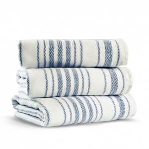 Полотенце 100х180 Casual Avenue Stripe gauze white/navy белый/синий