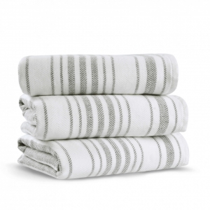 Полотенце 100х180 Casual Avenue Stripe gauze  white/warm grey белый/дым
