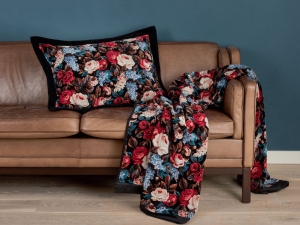 Шенилловый плед 150X250 Cornwall  10-121 schwarz - bordeaux бордово-черный от Feiler
