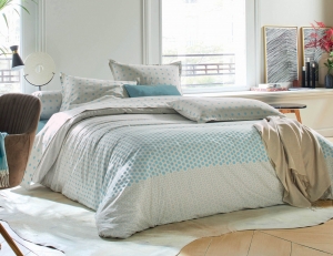 Постельное белье 2 спальное евро Blanc des Vosges Flocons Celadon