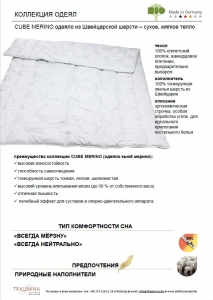Одеяло шерстяное Traumina всесезонное 155х200 Cube Merino WK2