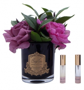 Букет роз сиреневый, черная ваза Cote Noir PREMIUM ROSES