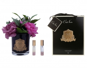 Букет роз сиреневый, черная ваза Cote Noir PREMIUM ROSES