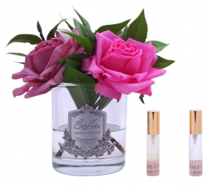 Букет роз ярко-розовый, прозрачная ваза Cote Noir ROSE BOUQUET