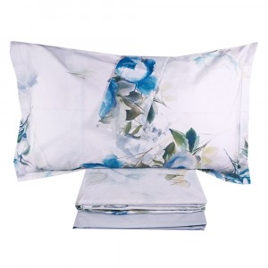 Постельное белье евро Mirabello MOON PEONY U04 azzurro