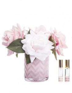 Букет розовых роз, ваза стекло рельеф "ёлочка" HERRINGBONE FLOWER PINK от Cote Noir