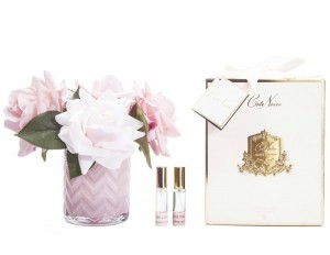 Букет розовых роз, ваза стекло рельеф "ёлочка" HERRINGBONE FLOWER PINK от Cote Noir