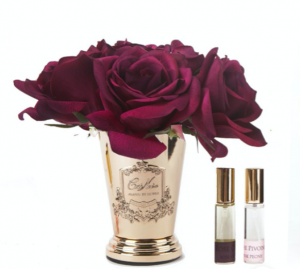 Букет красных роз, в золотой вазе SEVEN ROSE CARMINE RED GOLD от Cote Noir