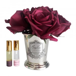 Букет красных роз, в вазе металл SEVEN ROSE Carmine red от Cote Noir