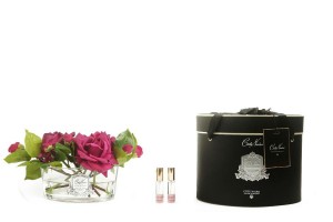 Букет роз, красный, овальная ваза прозрачная OVAL carmine red от Cote Noir