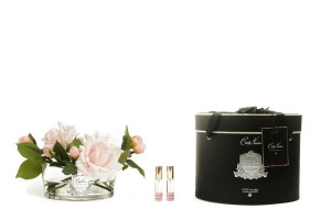Букет роз, розовый, овальная ваза прозрачная OVAL French pink от Cote Noir
