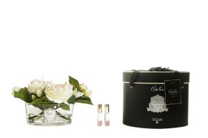 Букет роз, бледно-розовый, овальная ваза прозрачная OVAL pink blush от Cote Noir