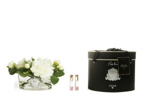 Букет роз, слоновая кость, овальная ваза прозрачная OVAL ivory от Cote Noir