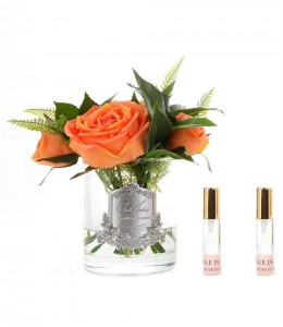 Букет роз ароматизированный, цвет коралловый, прозрачная ваза SIGNATURE ROSES от Cote Noir