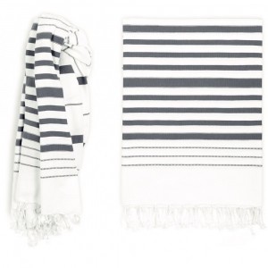 Банная простыня-пештемаль Marine white/dark grey (белый/темно-серый) 100x180 от Hamam