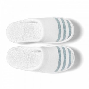 Тапочки махровые закрытые Marine white/teal (белый/изумрудный) от Hamam