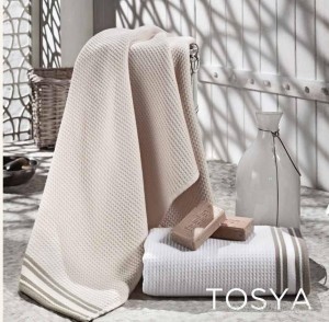 Полотенце вафельное 50х100 Hamam Tosya caribbean sea/oyster бирюзовый/слоновая кость