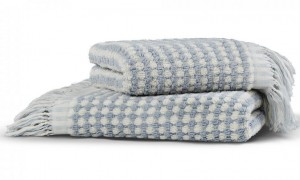 Полотенце махровое 70х140 Hamam Payas oyster/blue слоновая кость/голубой