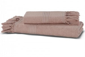 Полотенце махровое 100х150 Hamam Meyzer Tassels powder пыльно-розовый