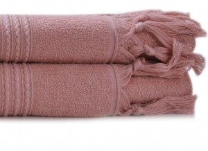 Полотенце махровое 100х150 Hamam Meyzer Tassels powder пыльно-розовый