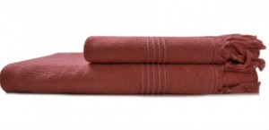 Полотенце махровое 100х150 Hamam Meyzer Tassels desert rose светлый бордо