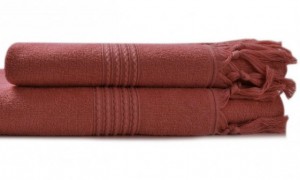 Полотенце махровое 100х150 Hamam Meyzer Tassels desert rose светлый бордо