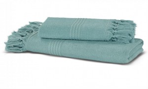 Полотенце махровое 50х100 Hamam Meyzer Tassels aqua бирюзовый