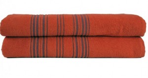 Полотенце махровое 100х150 Hamam Meyzer Contrast burnt orange/steel blue /красный/синий