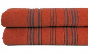 Полотенце махровое 100х150 Hamam Meyzer Contrast burnt orange/steel blue /красный/синий