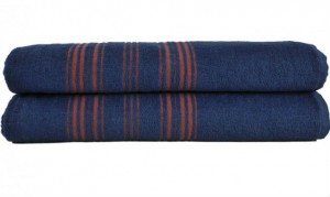 Полотенце махровое 100х150 Hamam Meyzer Contrast steel blue/burnt orange синий/красный