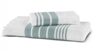 Полотенце 100х180 Hamam Marine Towel white-teal белый/изумрудный