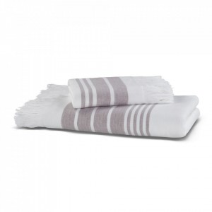 Полотенце 50х100 Hamam Marine Towel  white-lavender белый-лаванда