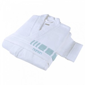 Халат женский Hamam Marine Striped белый/изумрудный