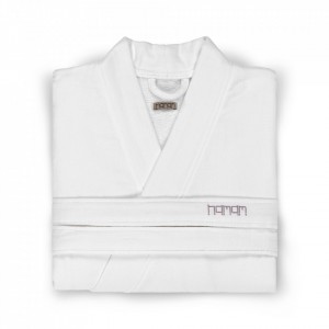 Халат женский Hamam Marine Striped белый/лаванда