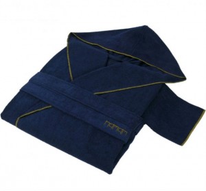 Халат махровый Hamam Meyzer Contrast синий/оливковый