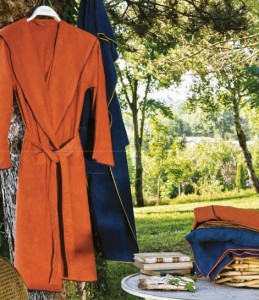 Халат махровый Hamam Meyzer Contrast burnt orange/steel blue красный/синий