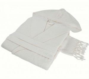 Халат женский с капюшоном Hamam Meyzer Tassels ivory слоновая кость