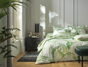 Постельное белье из сатина 2 спальное евро PALM HOUSE TILLEUL от Blanc des Vosg