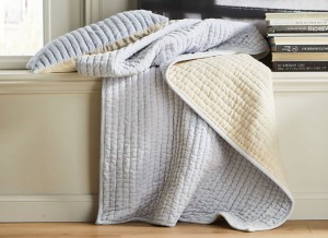 Покрывало хлопок-вельвет 240х260 TIBET PERLE от Blanc des Vosges