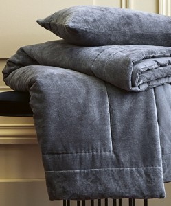 Покрывало 100% бархат с подкладкой из хлопка 240х260 BYZANCE ANTHRACITE от Blanc des Vosges