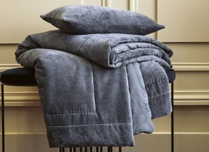 Покрывало 100% бархат с подкладкой из хлопка 240х260 BYZANCE ANTHRACITE от Blanc des Vosges