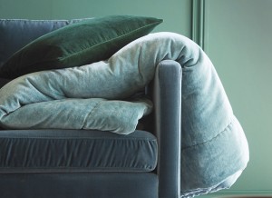 Покрывало 100% бархат с подкладкой из хлопка 240х260 BYZANCE CELADON от Blanc des Vosges