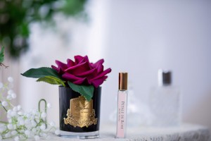 Ароматическая роза FRENCH ROSE carmine red черная ваза от Cote Noir