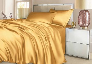 Luxe Dream Шелковое постельное белье Золотой евро макси
